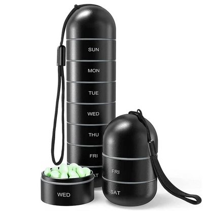 Weekly Pill Organizer with Aluminum Alloy Design and Silicone Seal