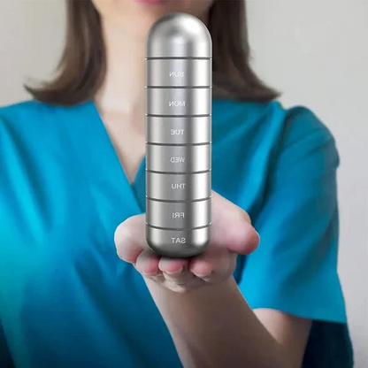 Weekly Pill Organizer with Aluminum Alloy Design and Silicone Seal
