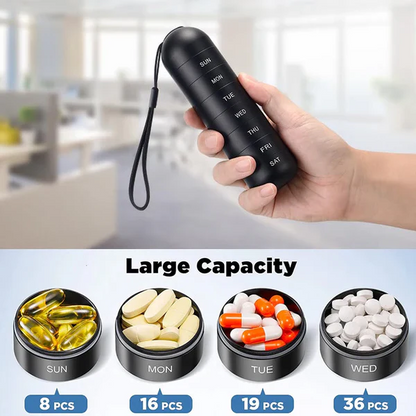 Weekly Pill Organizer with Aluminum Alloy Design and Silicone Seal