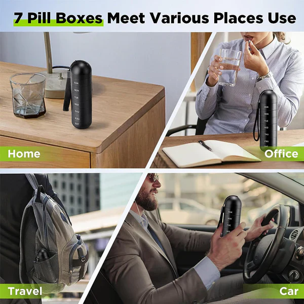 Weekly Pill Organizer with Aluminum Alloy Design and Silicone Seal