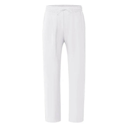 Linen Straight Leg Pants for Men with Elastic Drawstring Waist and Deep Pockets, Machine Washable