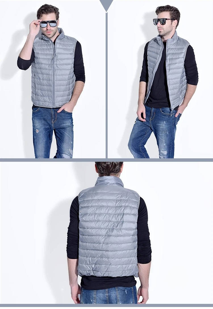 Down Vest with Water Resistant Shell and Stand Up Collar for Men, Compressible