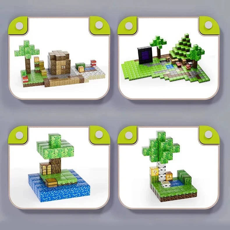 Magnetic Building Blocks Set with 205 Pieces and Storage Box for Ages 3-12