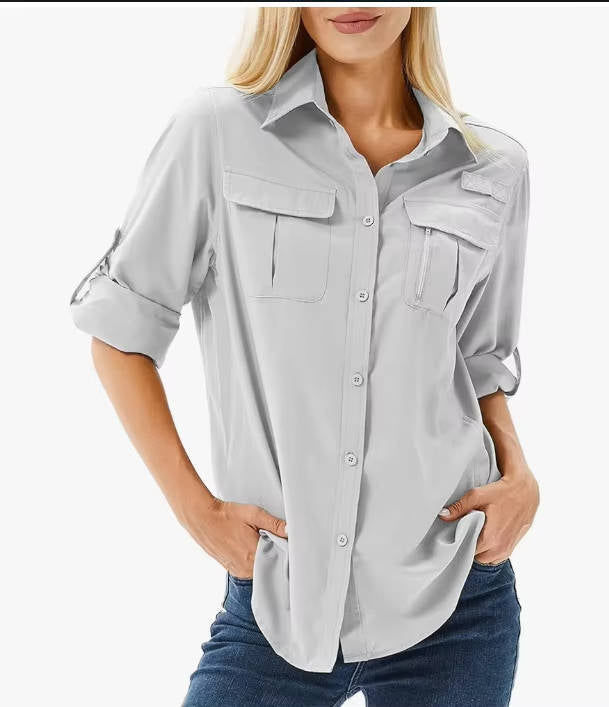 Premium Women's Sun Protection Shirt with Convertible Sleeves