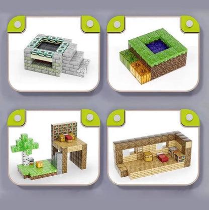 Magnetic Building Blocks Set with 205 Pieces and Storage Box for Ages 3-12