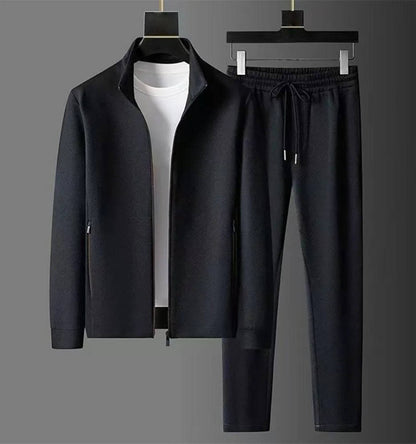 Four Way Stretch Tracksuit Set with Stand Collar and Mesh Lining, Windproof