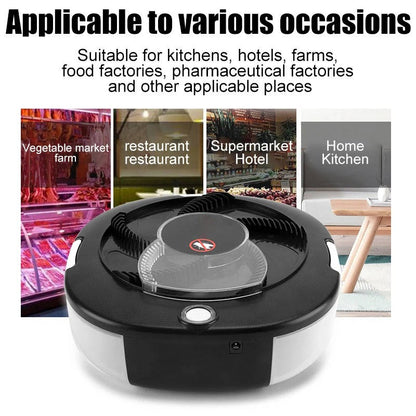 Fly Trap with Rotating Sweep Arm and Removable Collection Tray, USB Rechargeable
