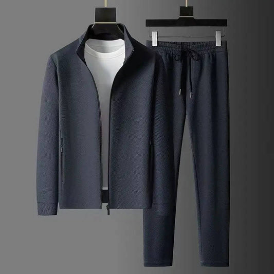 Four Way Stretch Tracksuit Set with Stand Collar and Mesh Lining, Windproof