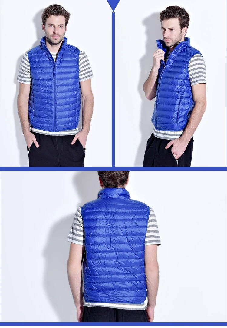 Down Vest with Water Resistant Shell and Stand Up Collar for Men, Compressible