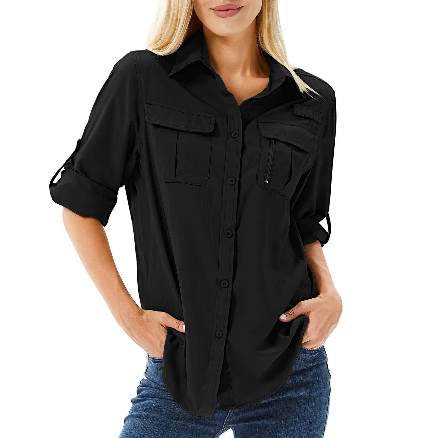 Premium Women's Sun Protection Shirt with Convertible Sleeves