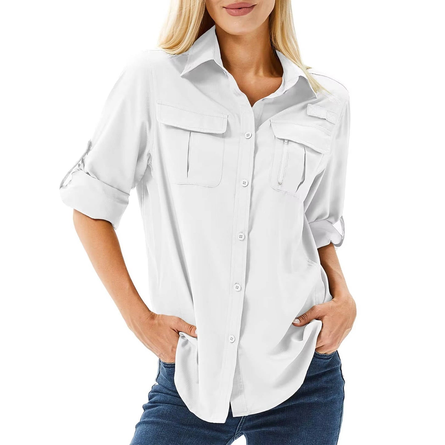 Premium Women's Sun Protection Shirt with Convertible Sleeves