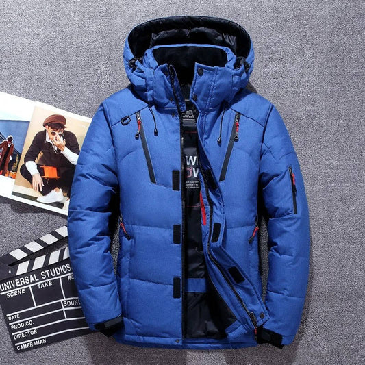 Men's Winter Parka with Duck Down Insulation and Neoprene Storm Cuffs for Extreme Cold