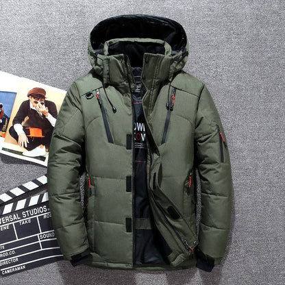Men's Winter Parka with Duck Down Insulation and Neoprene Storm Cuffs for Extreme Cold
