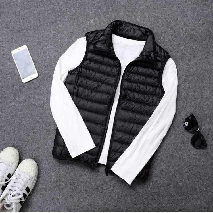 Down Vest with Water Resistant Shell and Stand Up Collar for Men, Compressible