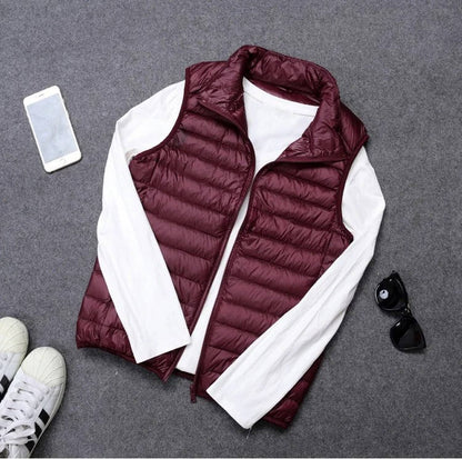 Down Vest with Water Resistant Shell and Stand Up Collar for Men, Compressible