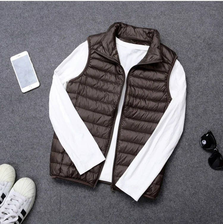 Down Vest with Water Resistant Shell and Stand Up Collar for Men, Compressible