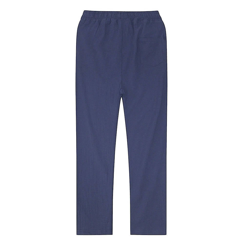 Cotton Linen Blend Pants with Elastic Waistband and Stretch Recovery, Machine Washable