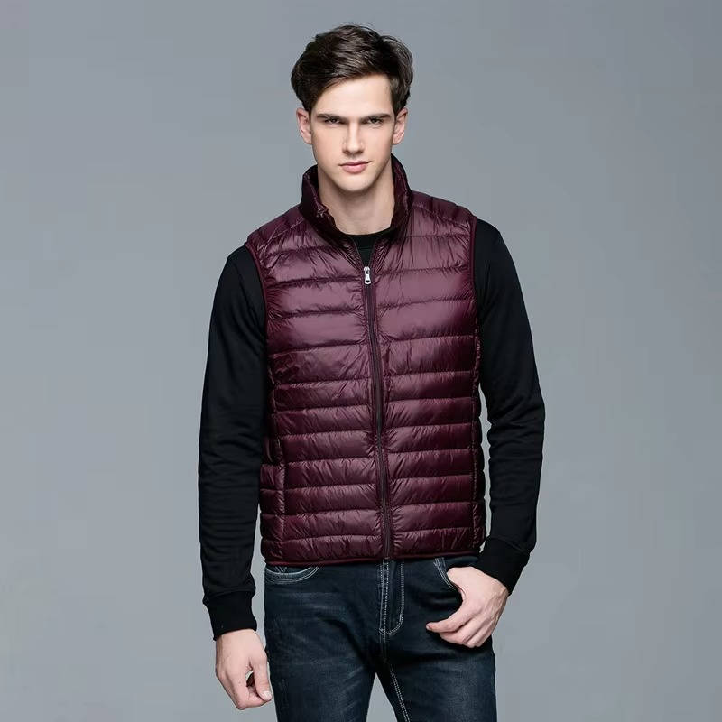 Down Vest with Water Resistant Shell and Stand Up Collar for Men, Compressible