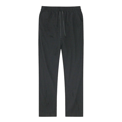 Cotton Linen Blend Pants with Elastic Waistband and Stretch Recovery, Machine Washable