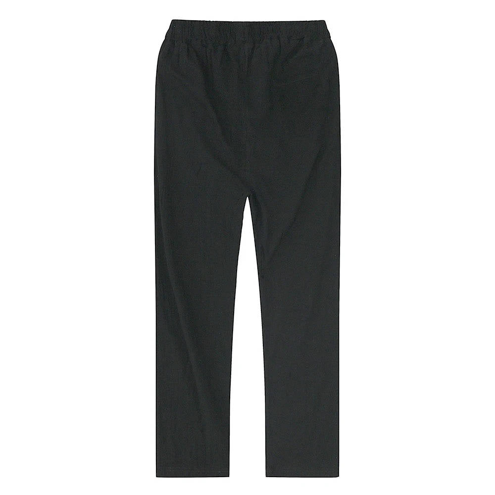 Cotton Linen Blend Pants with Elastic Waistband and Stretch Recovery, Machine Washable