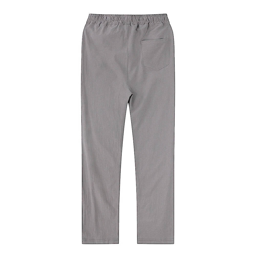 Cotton Linen Blend Pants with Elastic Waistband and Stretch Recovery, Machine Washable