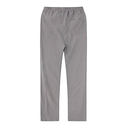 Cotton Linen Blend Pants with Elastic Waistband and Stretch Recovery, Machine Washable