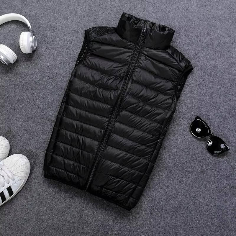 Down Vest with Water Resistant Shell and Stand Up Collar for Men, Compressible