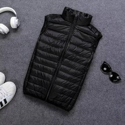 Down Vest with Water Resistant Shell and Stand Up Collar for Men, Compressible
