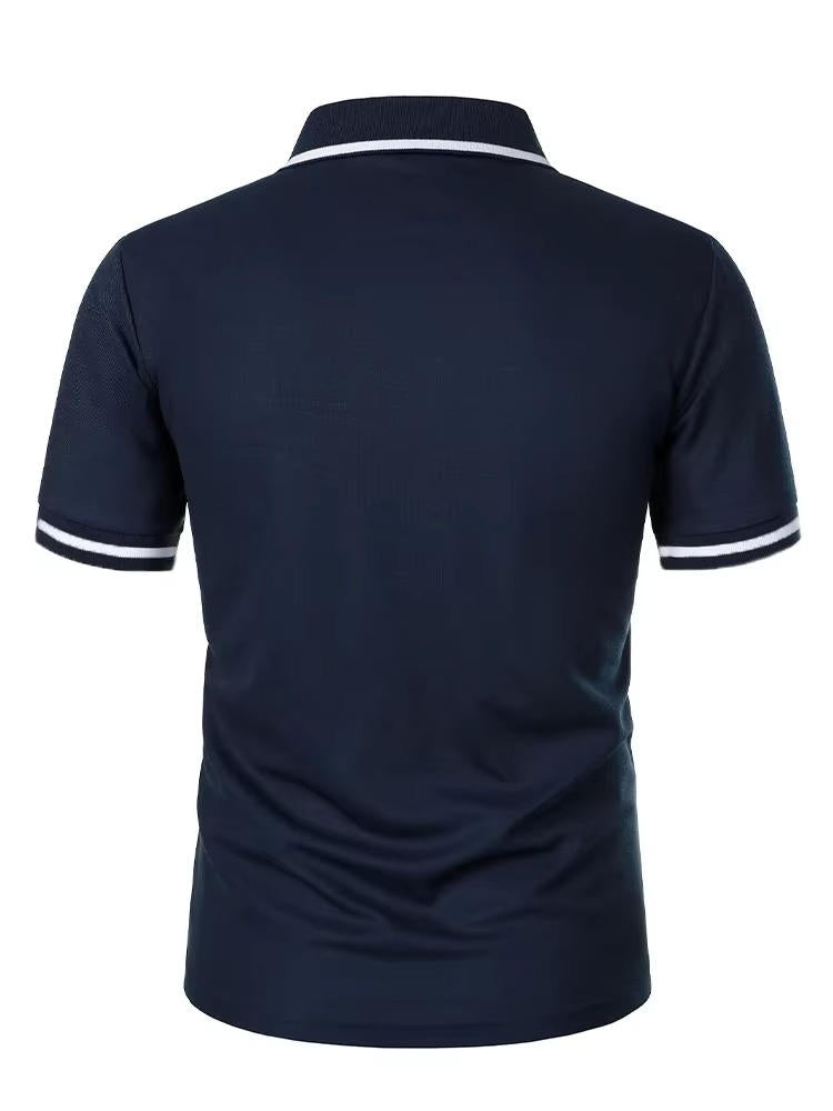 Cotton Blend Polo Shirt with Traditional Collar, Chest Pocket and Wrinkle Resistant Fabric
