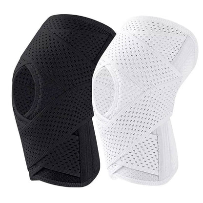 Knee Brace with Four Spring Stabilizers and Open Kneecap Cutout