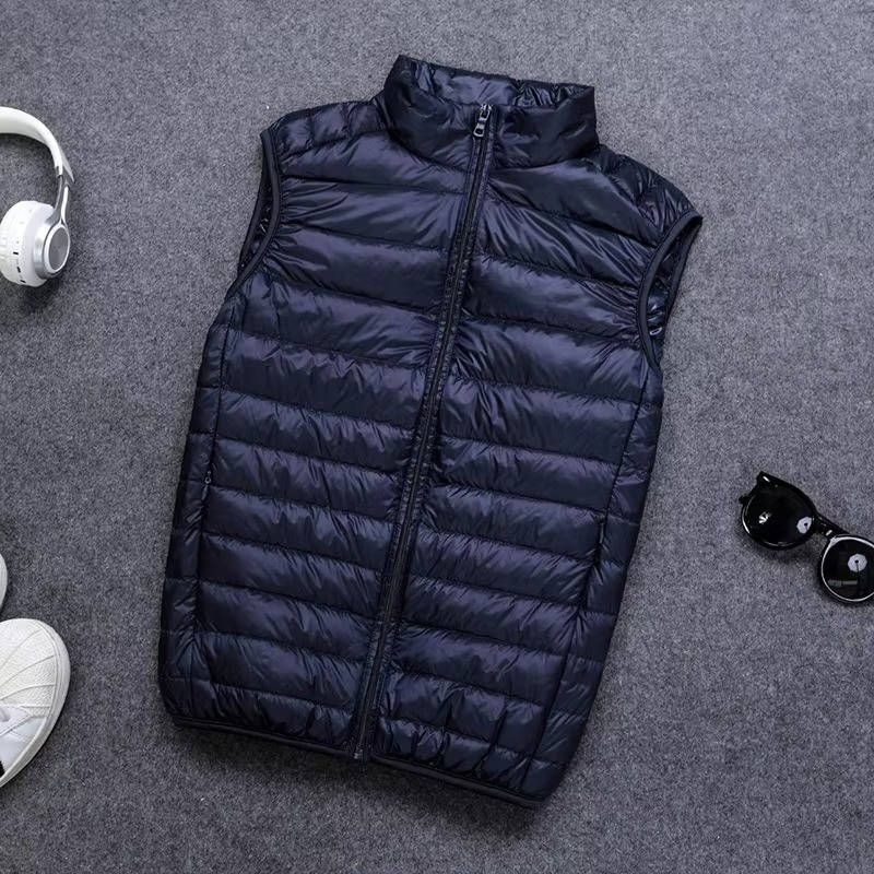 Down Vest with Water Resistant Shell and Stand Up Collar for Men, Compressible