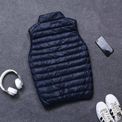 Down Vest with Water Resistant Shell and Stand Up Collar for Men, Compressible