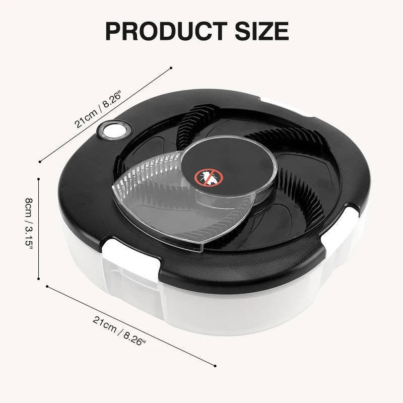 Fly Trap with Rotating Sweep Arm and Removable Collection Tray, USB Rechargeable