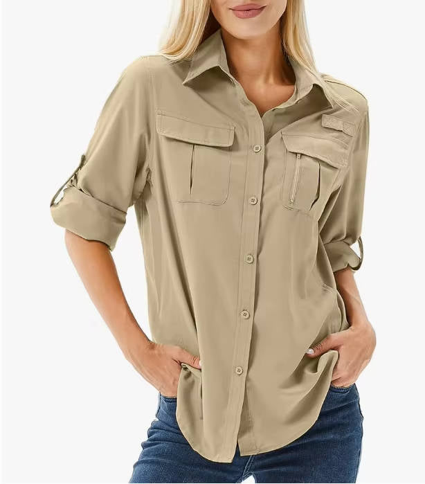 Premium Women's Sun Protection Shirt with Convertible Sleeves