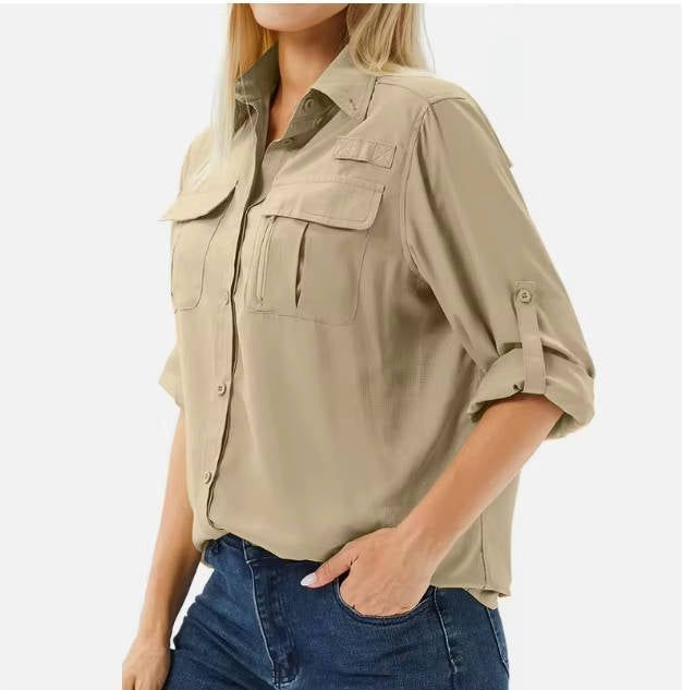 Premium Women's Sun Protection Shirt with Convertible Sleeves