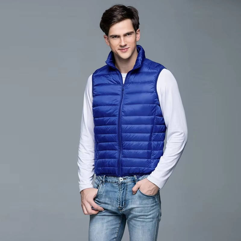 Down Vest with Water Resistant Shell and Stand Up Collar for Men, Compressible