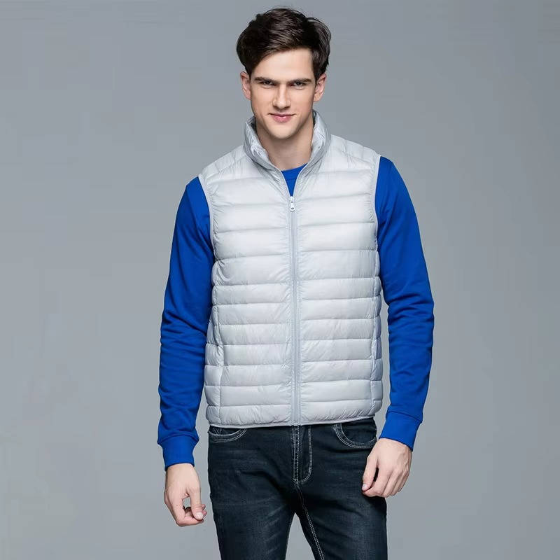 Down Vest with Water Resistant Shell and Stand Up Collar for Men, Compressible