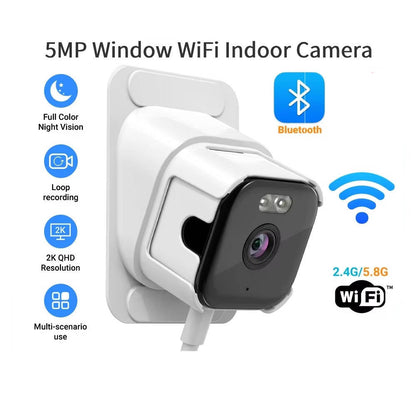 2K Window Security Camera with AI Human Detection and Color Night Vision