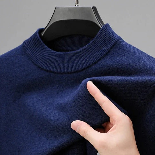 Men's Pullover Sweater with Regular Fit and Straight Hem