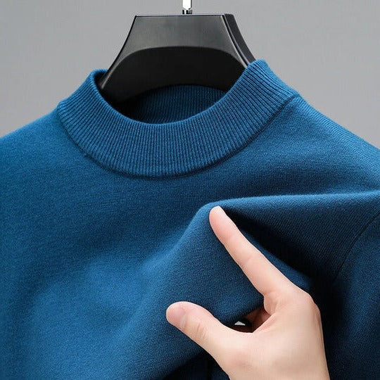 Men's Pullover Sweater with Regular Fit and Straight Hem