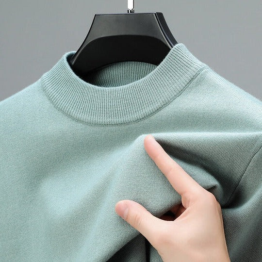 Men's Pullover Sweater with Regular Fit and Straight Hem