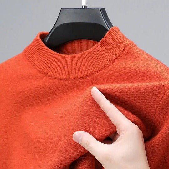 Men's Pullover Sweater with Regular Fit and Straight Hem