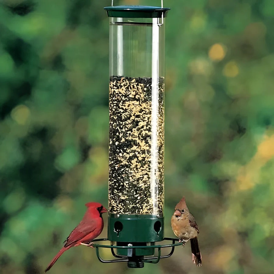 Bird Feeder with Weight Activated Spinning Perch and Four Feeding Ports, 5lb Capacity