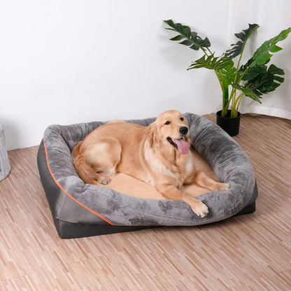 Cushioned Dog Bed with Orthopedic Foam and Raised Walls, Machine Washable