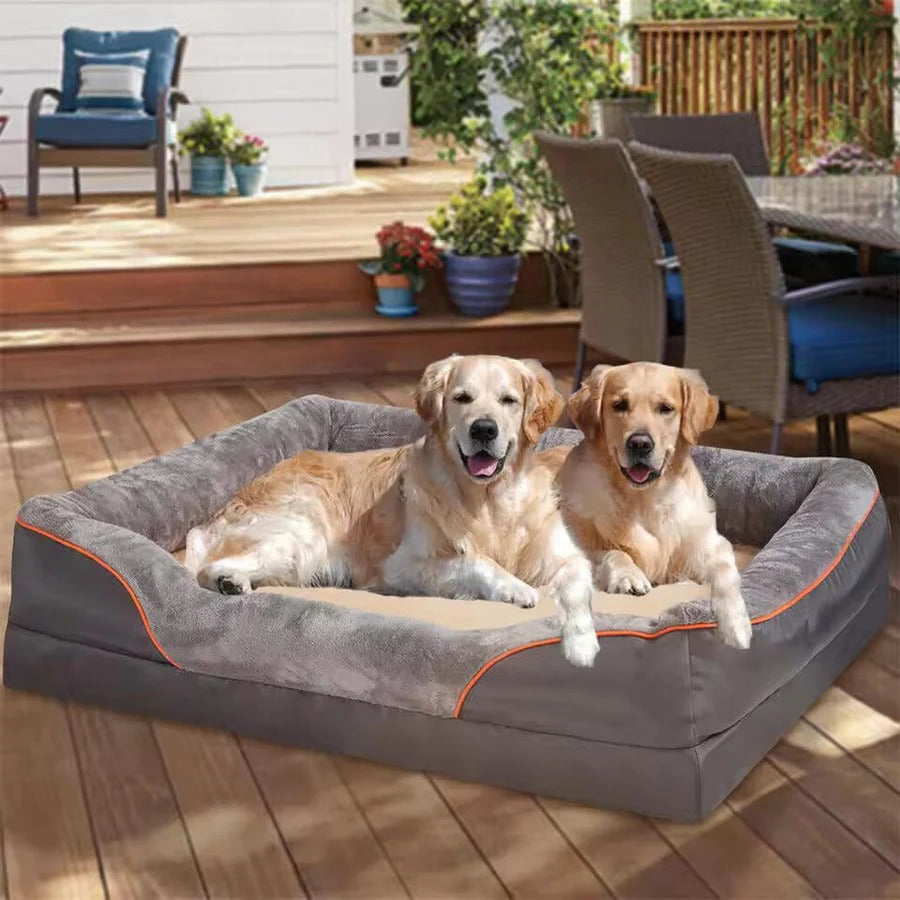Cushioned Dog Bed with Orthopedic Foam and Raised Walls, Machine Washable