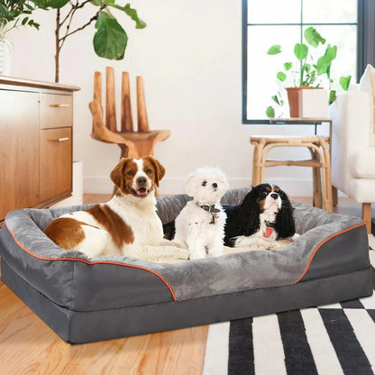 Cushioned Dog Bed with Orthopedic Foam and Raised Walls, Machine Washable