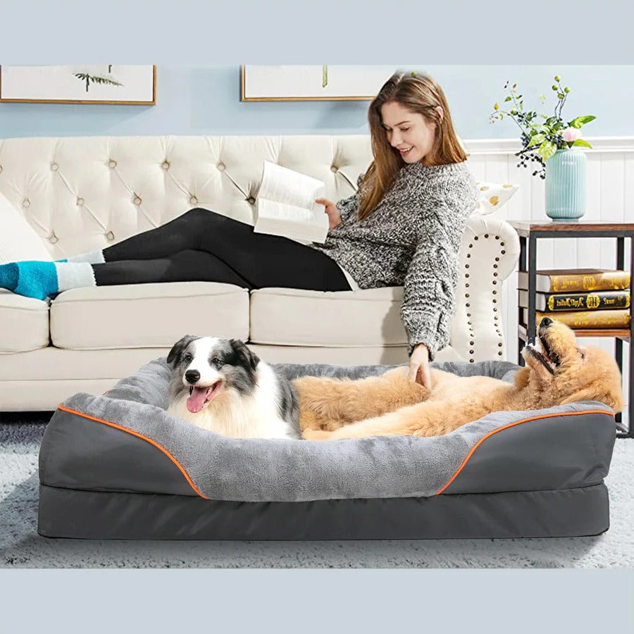 Cushioned Dog Bed with Orthopedic Foam and Raised Walls, Machine Washable
