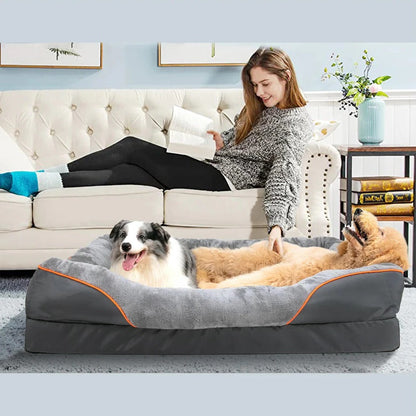Cushioned Dog Bed with Orthopedic Foam and Raised Walls, Machine Washable