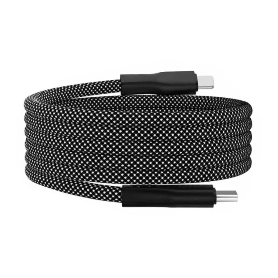 Magnetic Charging Cable with Auto-Coiling System and Dual Device Tips, 3.3ft