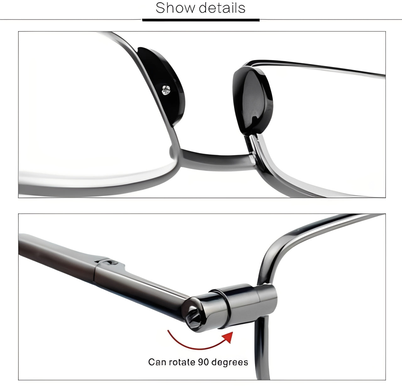 Foldable Reading Glasses with Spring Loaded Hinge and Protective Case